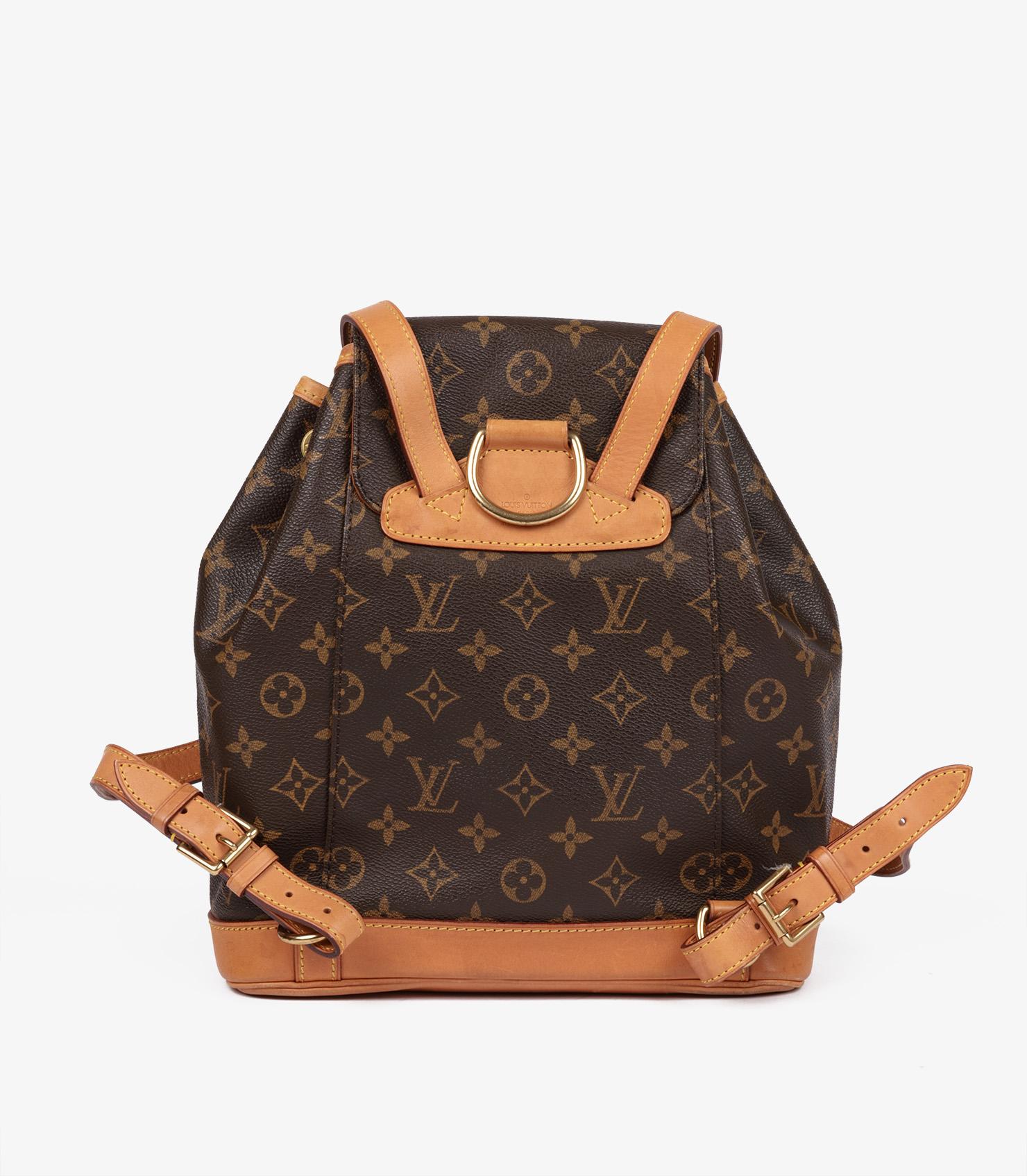 Louis Vuitton Brown Monogram & Vachetta Leather Montsouris Backpack For Sale 2