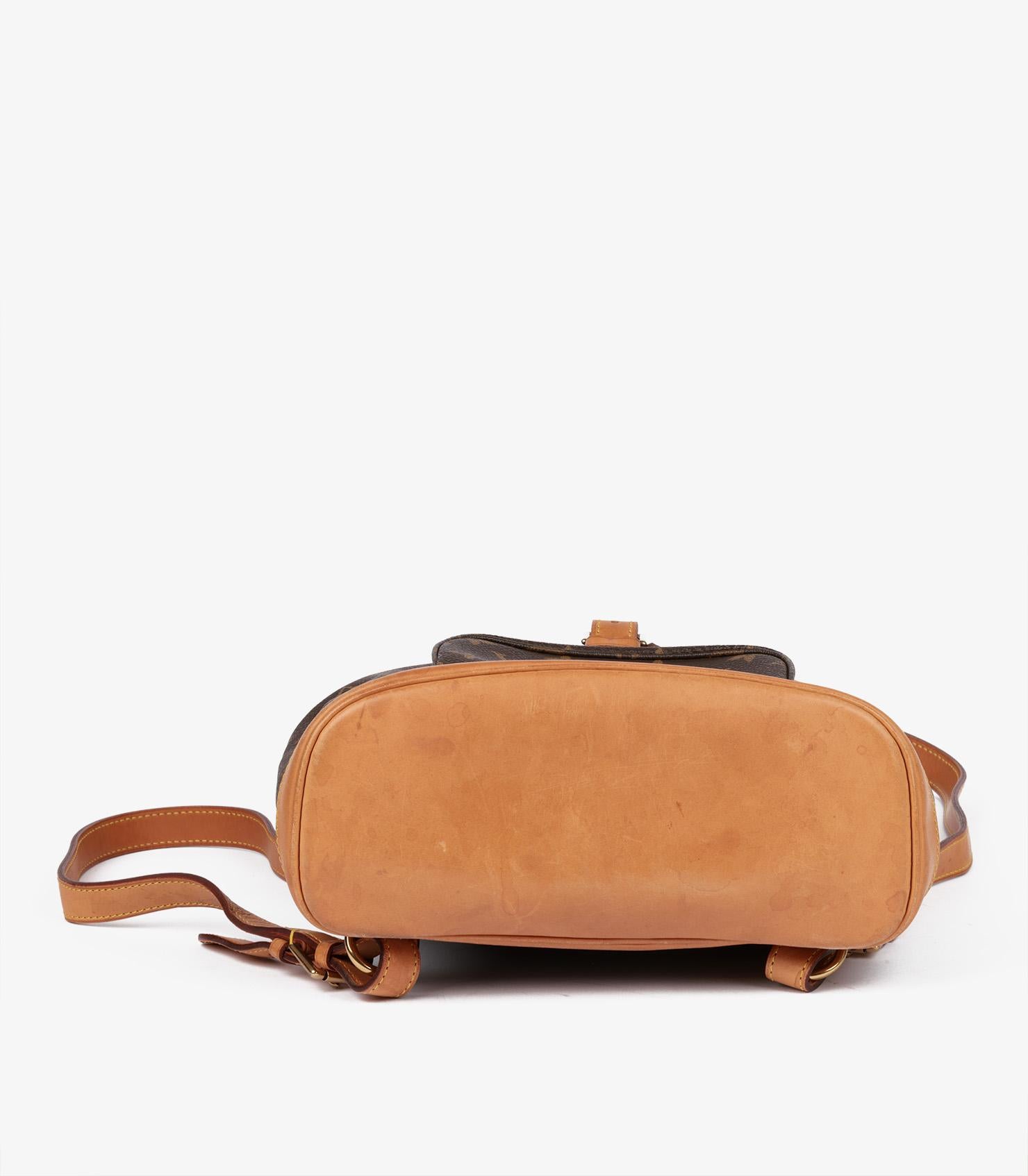 Louis Vuitton Brown Monogram & Vachetta Leather Montsouris Backpack For Sale 3