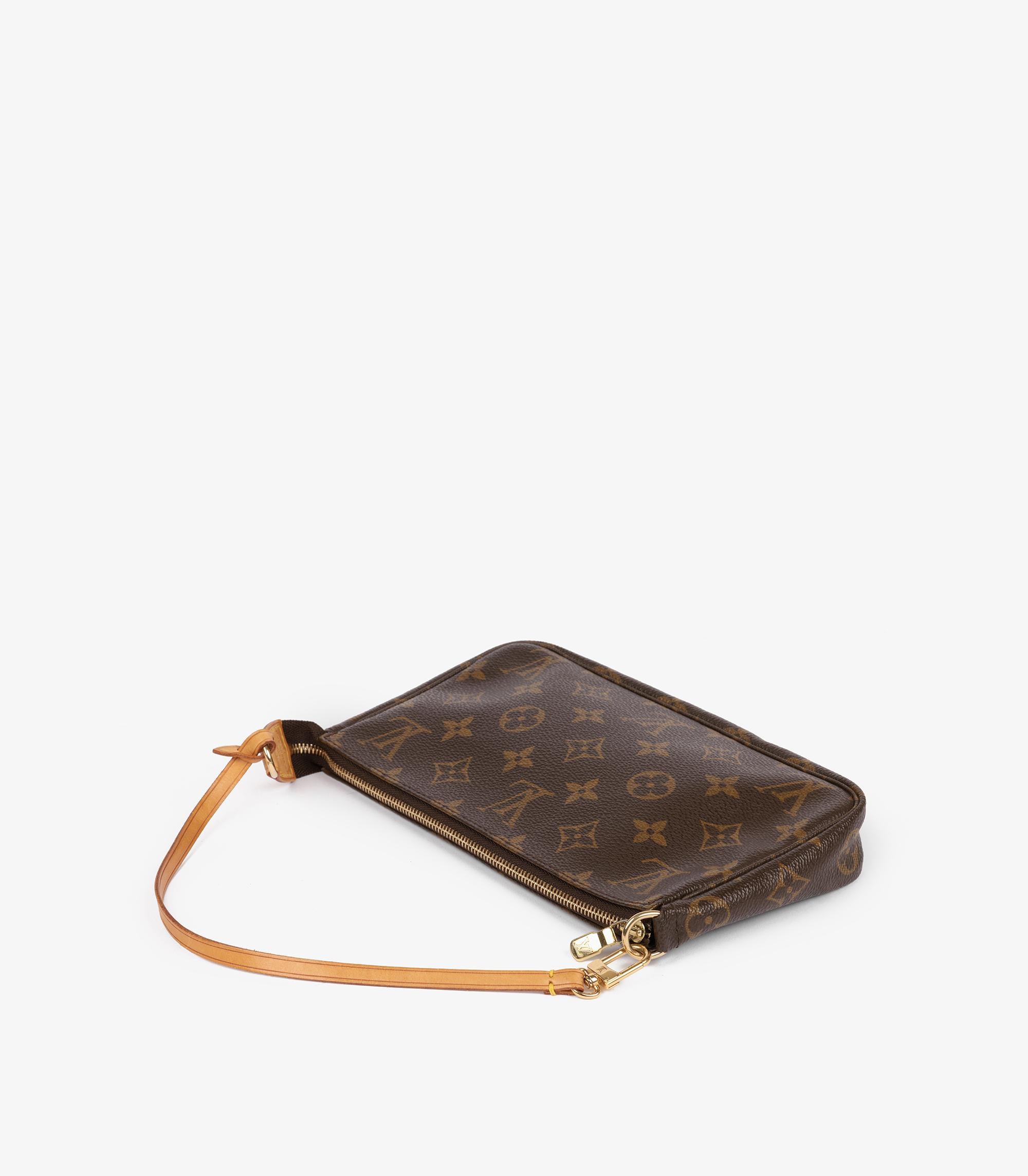 Louis Vuitton Braun Monogram & Vachetta Leder Vintage Pochette Accessoires (Schwarz) im Angebot