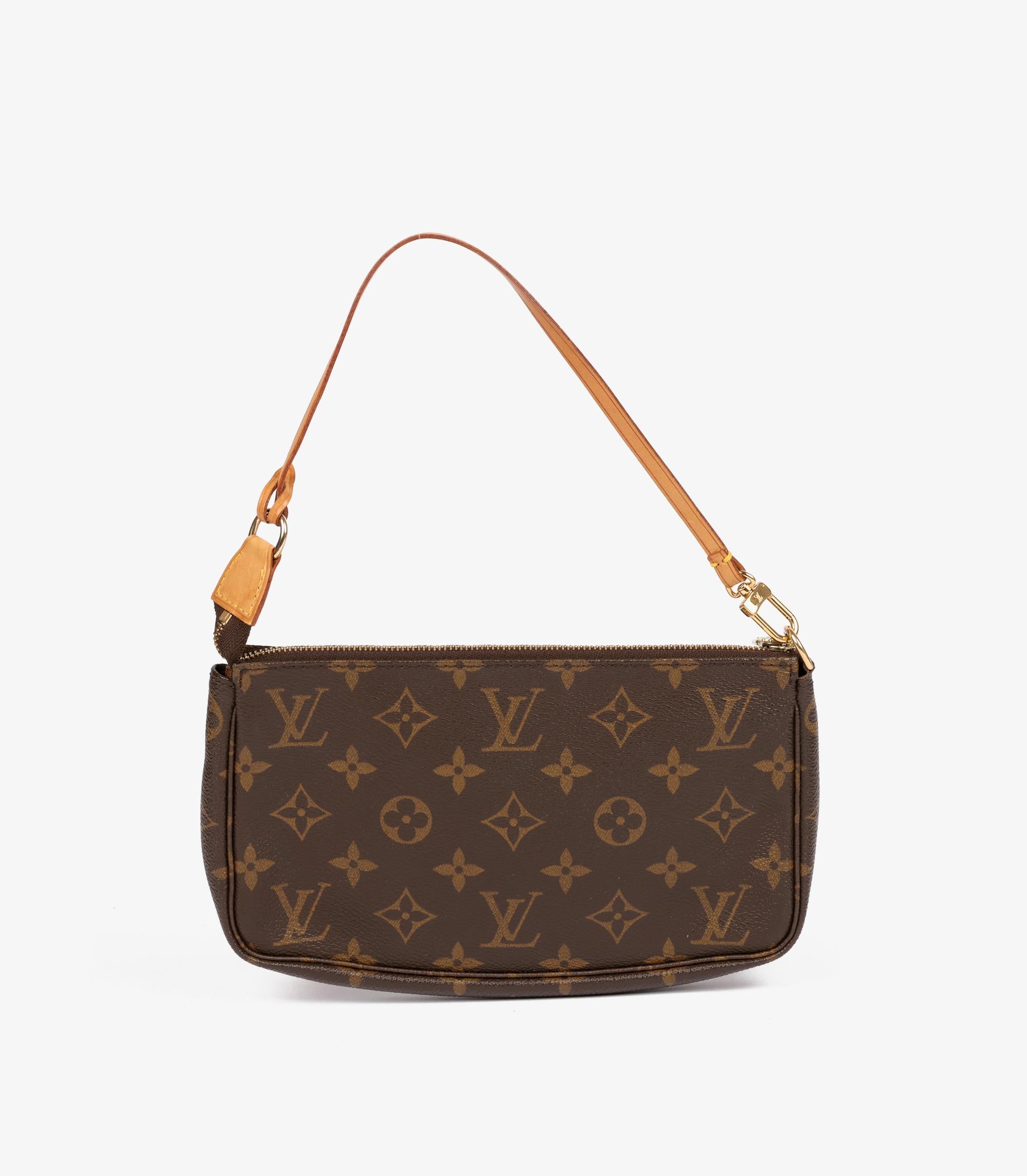 Louis Vuitton Braun Monogram & Vachetta Leder Vintage Pochette Accessoires für Damen oder Herren im Angebot