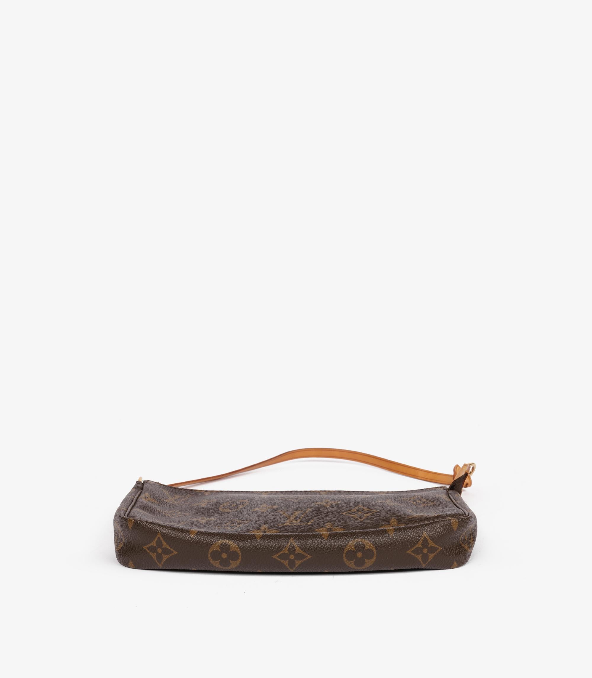 Louis Vuitton Braun Monogram & Vachetta Leder Vintage Pochette Accessoires im Angebot 2