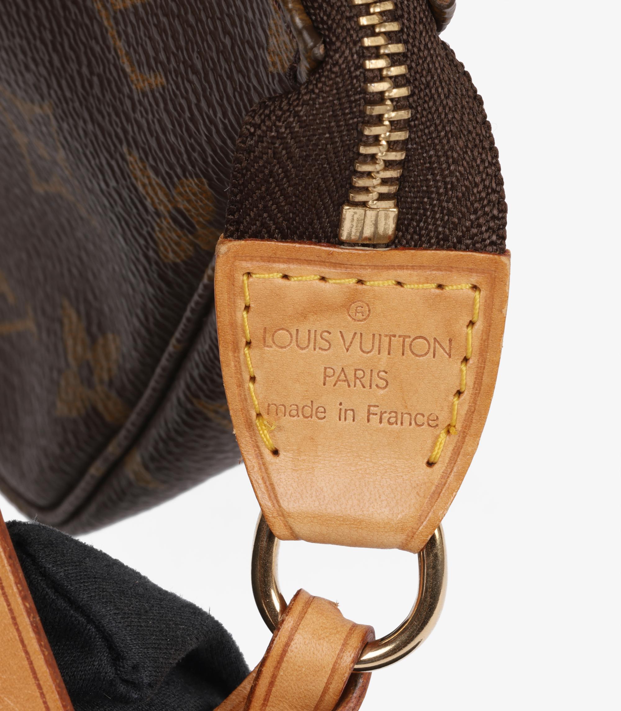 Louis Vuitton Braun Monogram & Vachetta Leder Vintage Pochette Accessoires im Angebot 3
