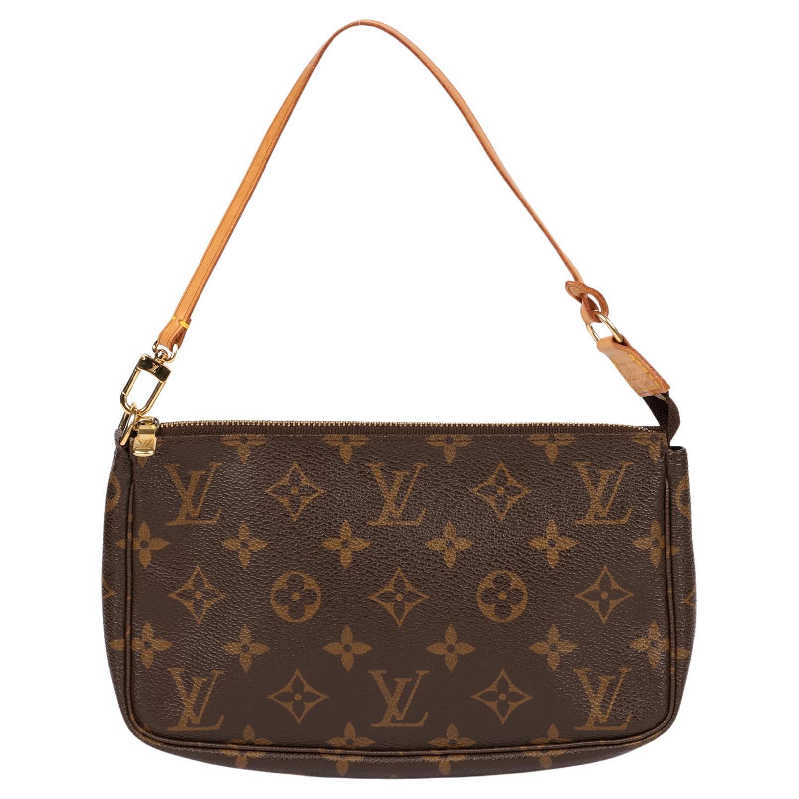 Louis Vuitton Braun Monogram & Vachetta Leder Vintage Pochette Accessoires im Angebot