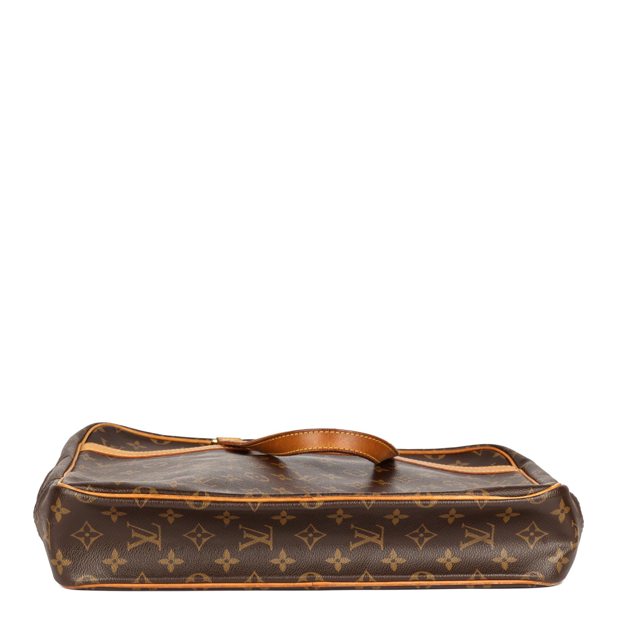 Louis Vuitton Brown Monogram & Vachetta Leather Vintage Porte Documents Pegase im Angebot 1