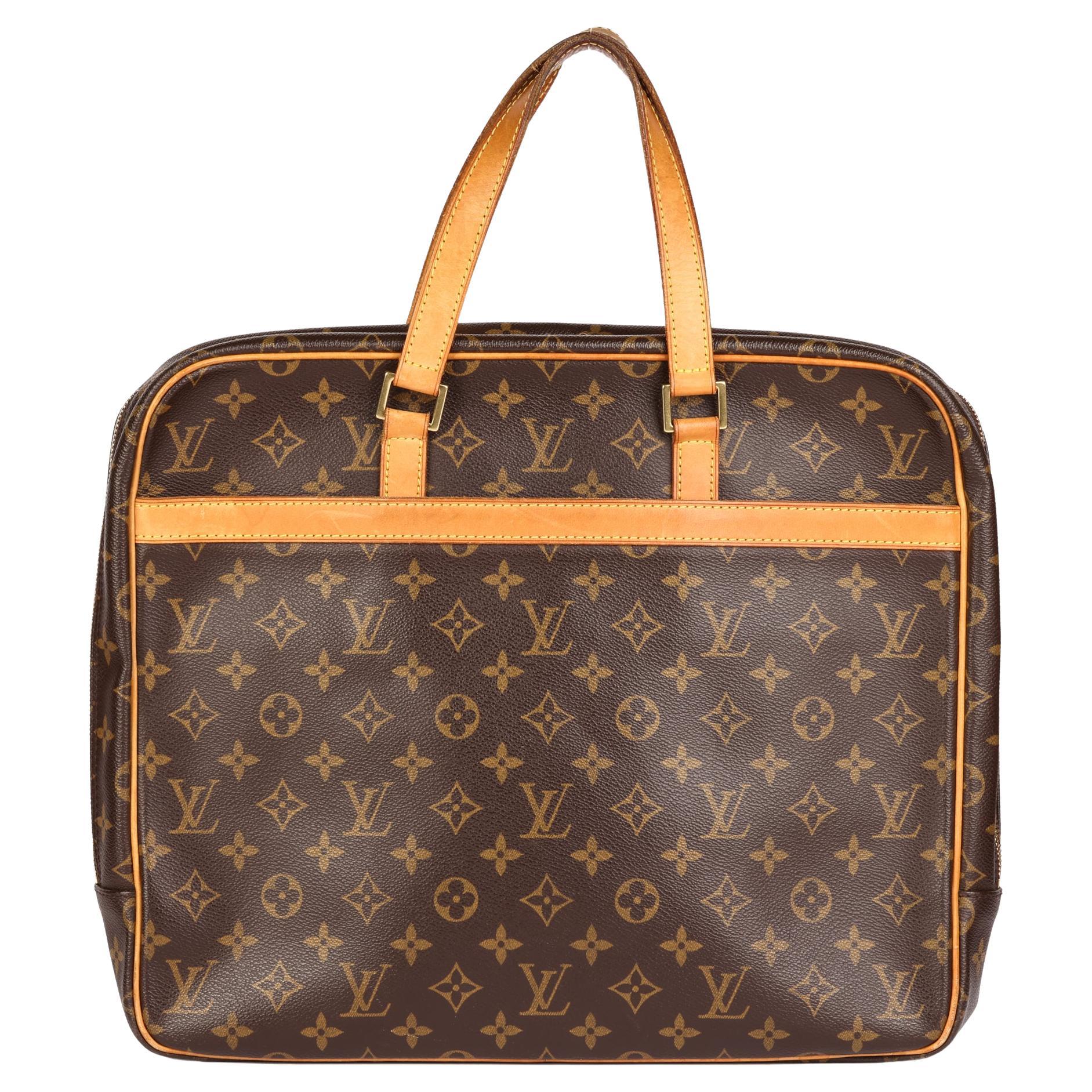 Louis Vuitton Brown Monogram & Vachetta Leather Vintage Porte Documents Pegase im Angebot