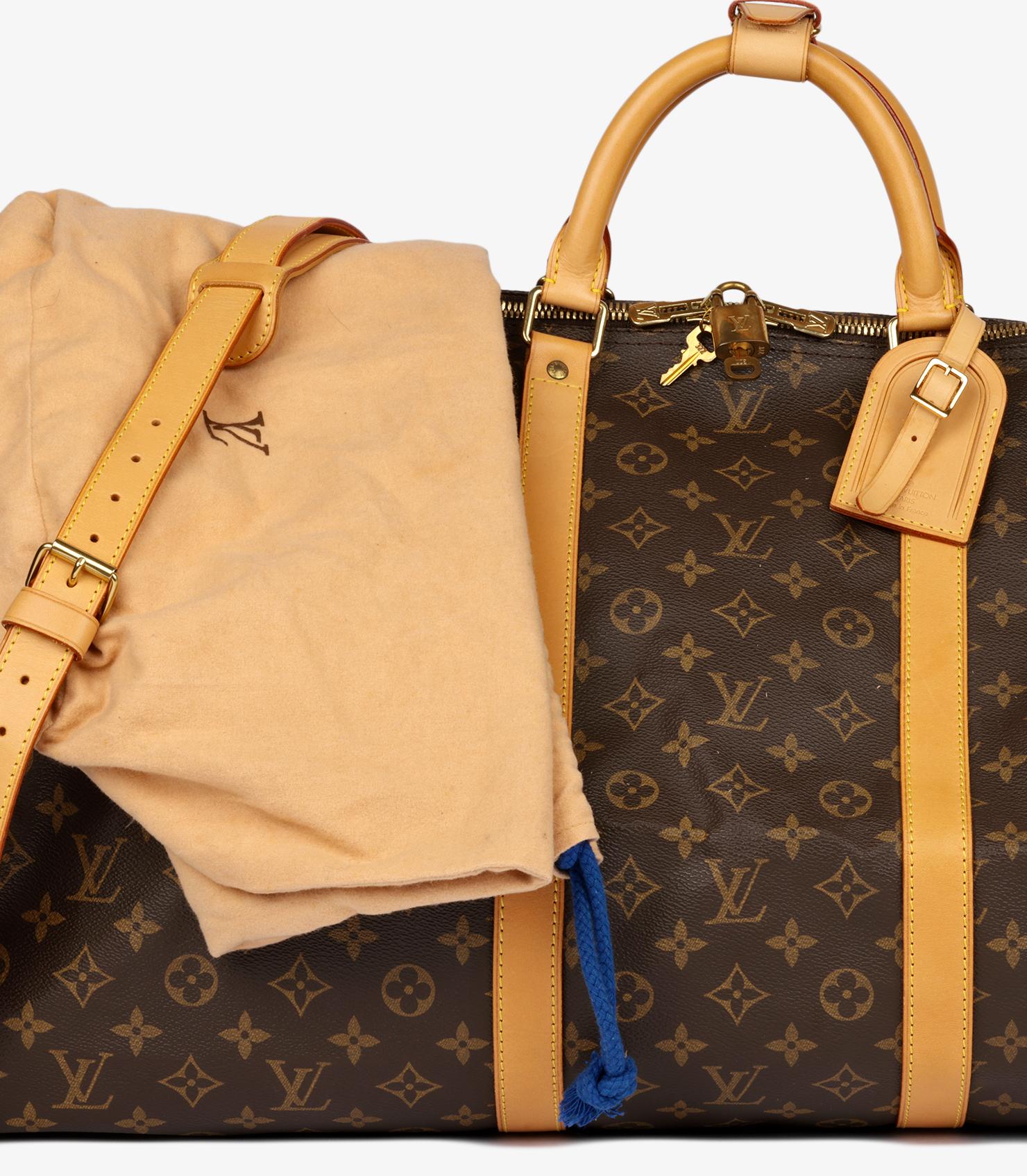 Louis Vuitton Brown Monogram Vintage Keepall 60 Bandouliere For Sale 7