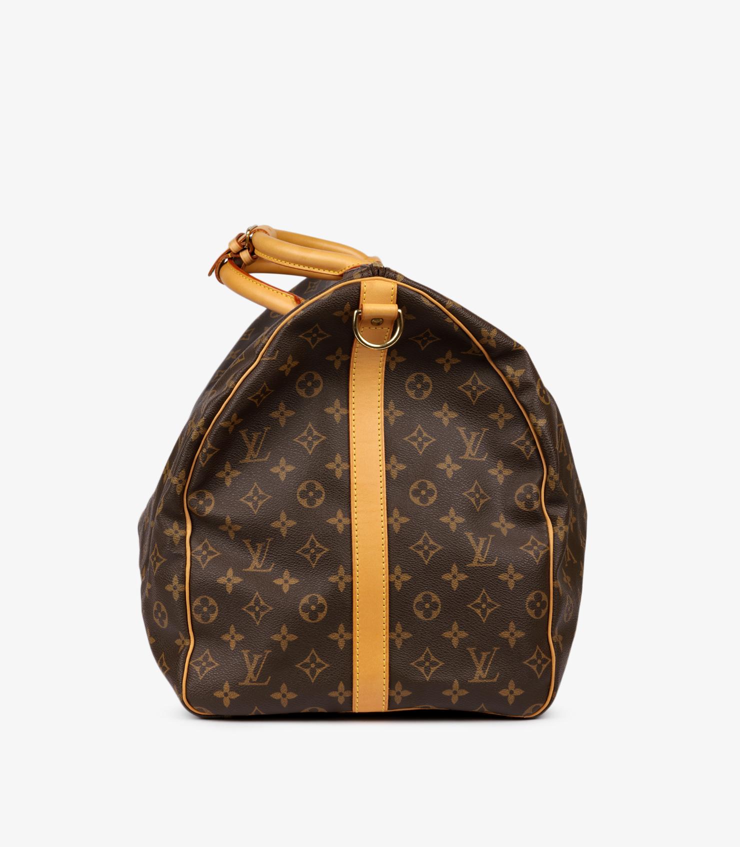 Louis Vuitton Brown Monogram Vintage Keepall 60 Bandouliere For Sale 1
