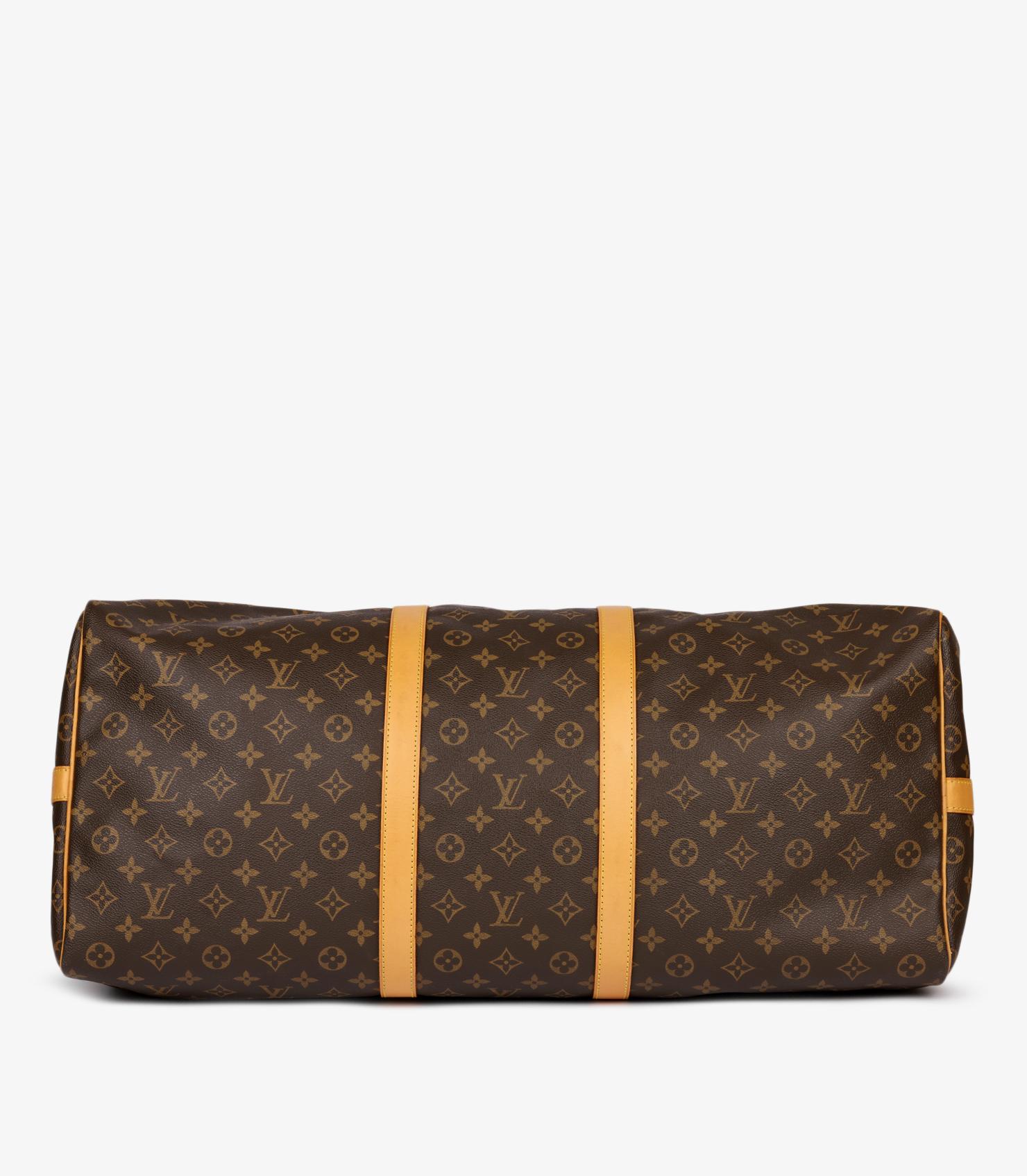 Louis Vuitton Brown Monogram Vintage Keepall 60 Bandouliere For Sale 3