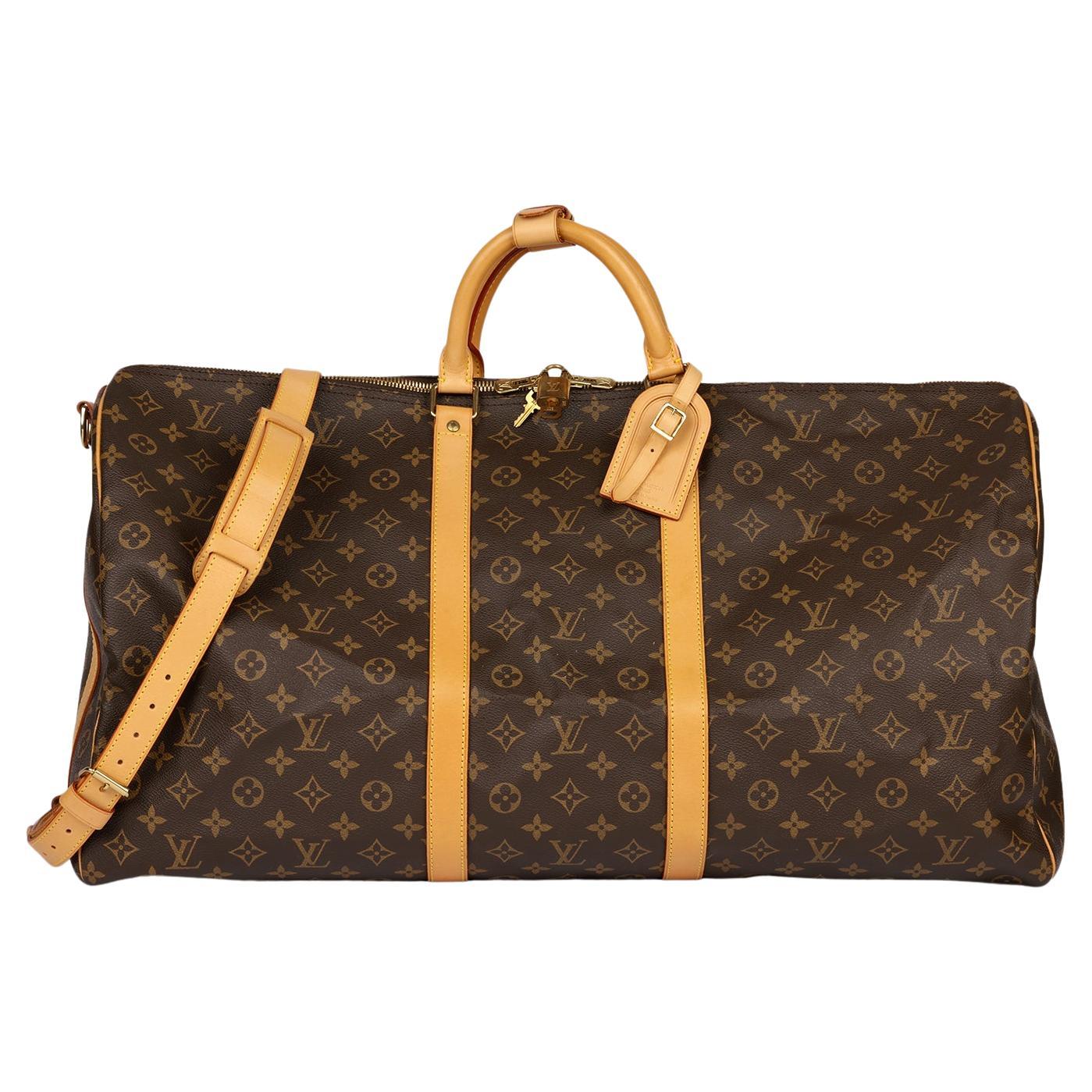 Louis Vuitton Brown Monogram Vintage Keepall 60 Bandouliere For Sale
