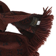 Louis Vuitton Brown Monogram Wool Logomania Fringe Scarf