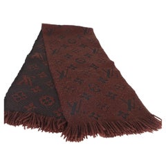Louis Vuitton Brown Monogram Wool Logomania Fringe Scarf