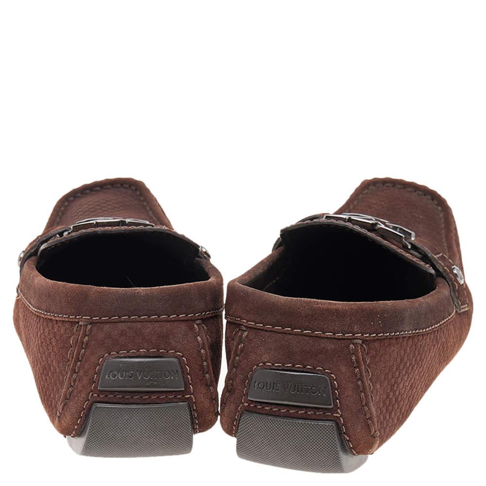 Louis Vuitton Brown Monte Carlo Suede Slip on Loafers Size 40 In Good Condition For Sale In Dubai, Al Qouz 2