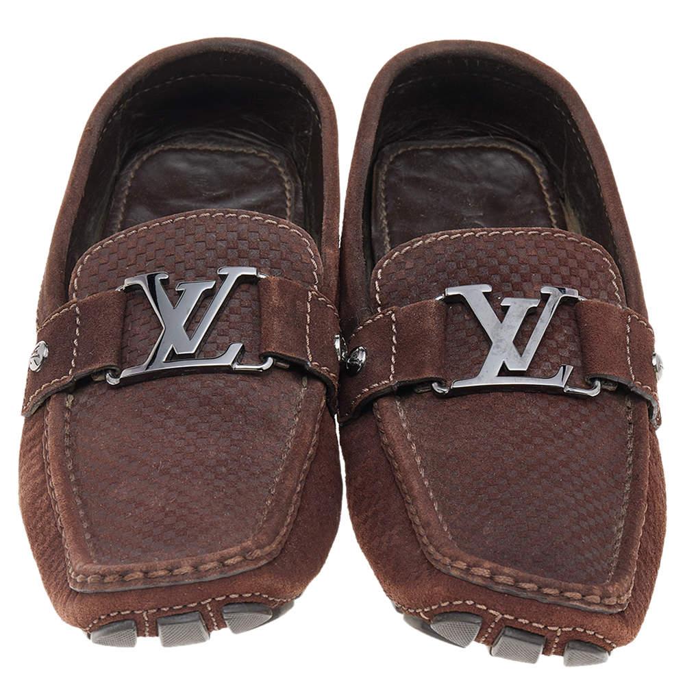 Louis Vuitton Brown Monte Carlo Suede Slip on Loafers Size 40 For Sale 1