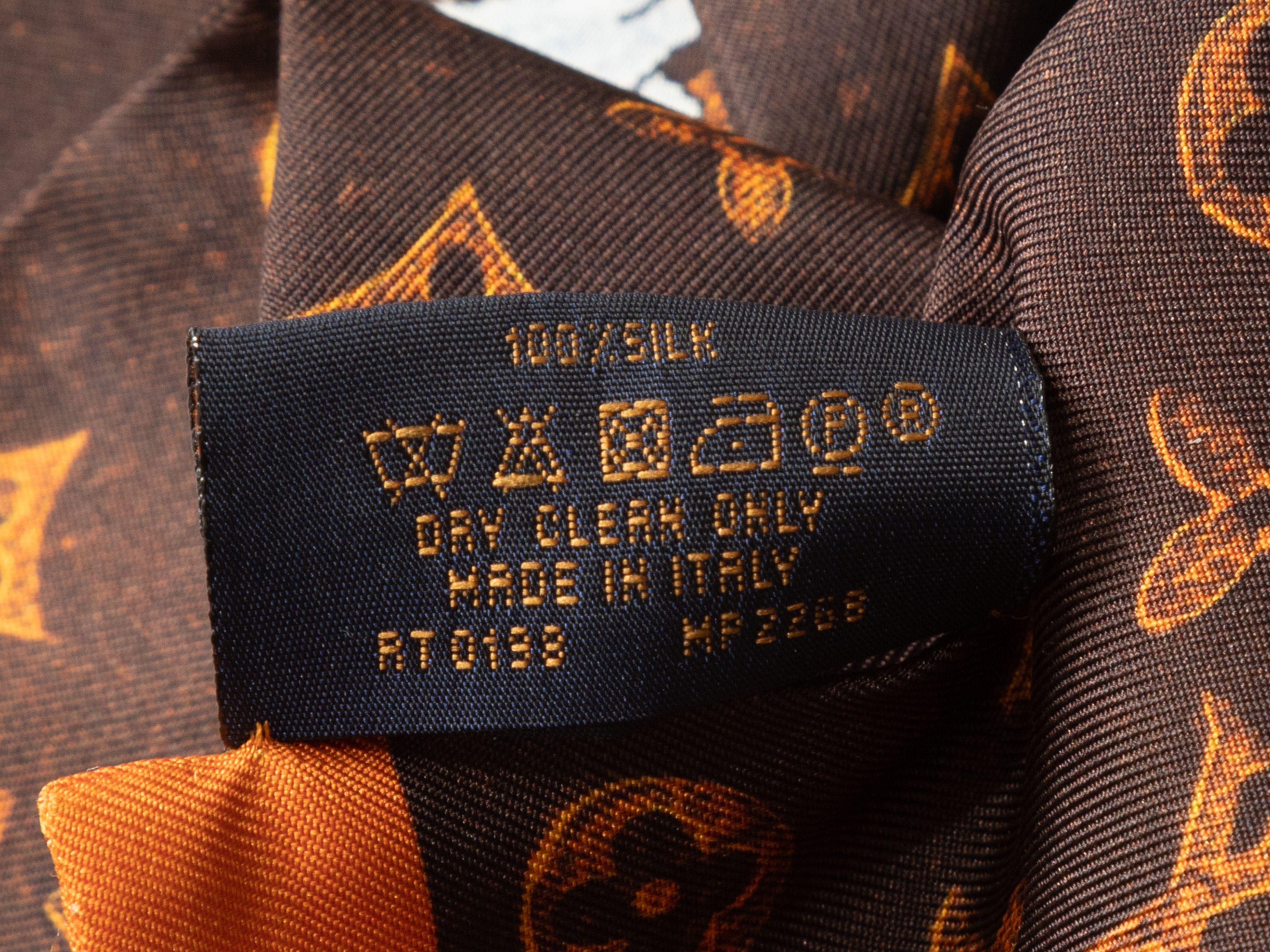 Louis Vuitton Brown & Multicolor Catogram Silk Bandeau Scarf In Good Condition In New York, NY