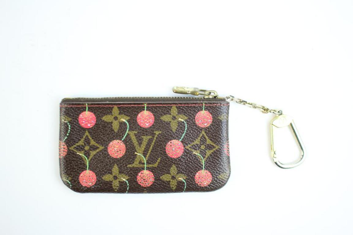 Louis Vuitton Brown Murakami Cherry Key Cles 215214 Wallet In Fair Condition For Sale In Forest Hills, NY