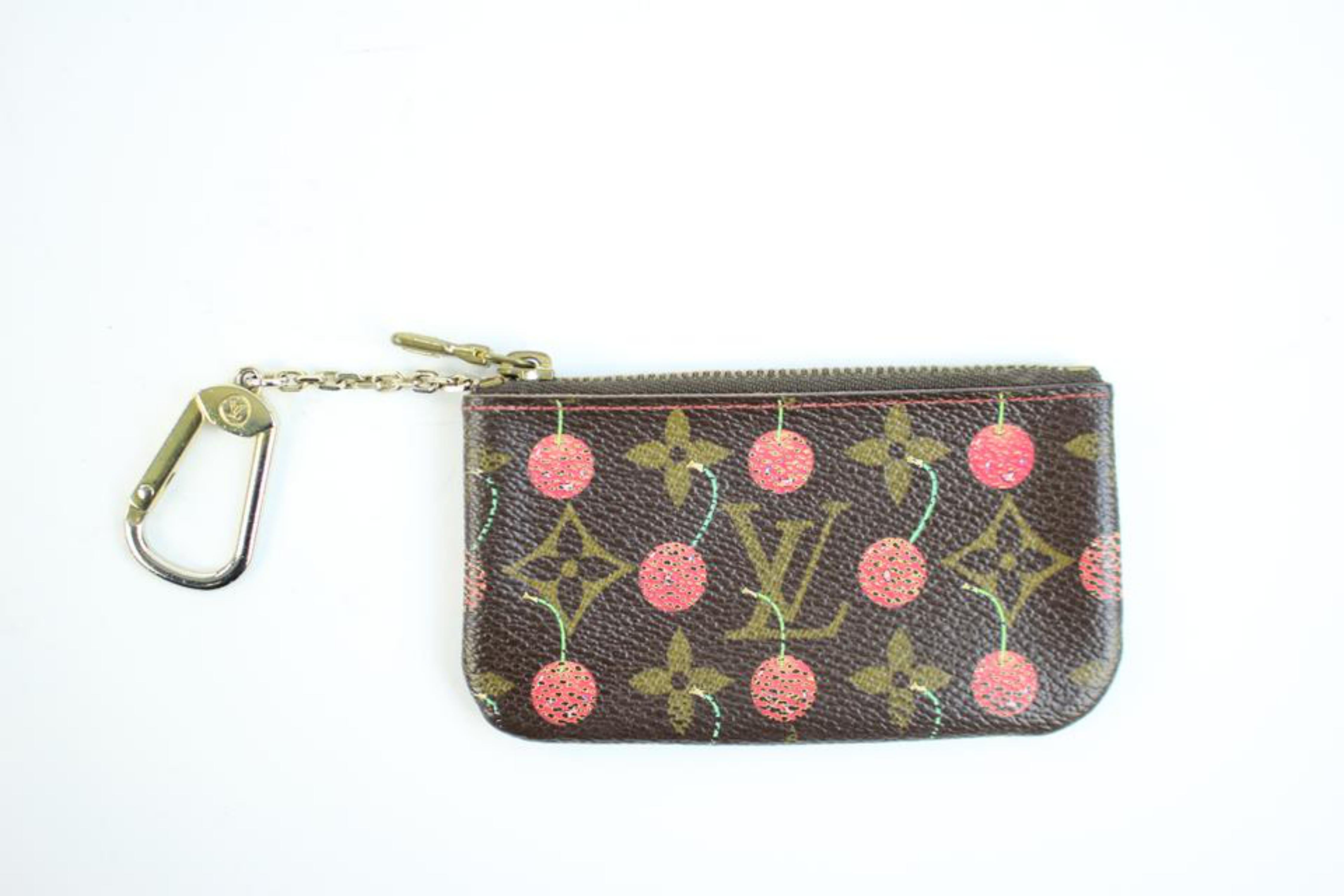 Louis Vuitton Brown Murakami Cherry Key Cles 215214 Wallet For Sale 4