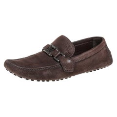 Louis Vuitton Brown Nubuck Leather Hockenheim Slip On Loafers Size 40