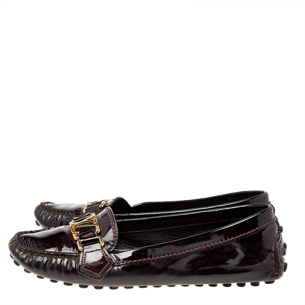 Louis Vuitton Mocasines Oxford Slip On de charol marrón talla 36 Negro