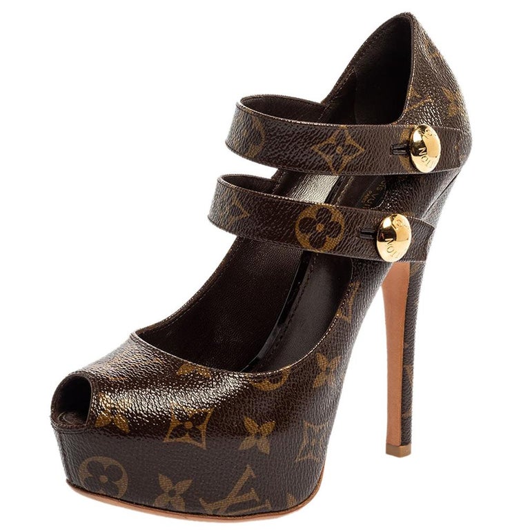 Louis Vuitton Brown Monogram peep-toe pumps- size EU 38 ref.986410 - Joli  Closet