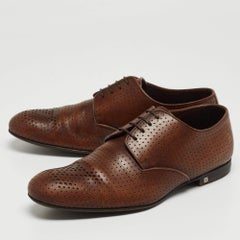 Louis Vuitton Brown Perforated Leather Lace Up Derby Size 40