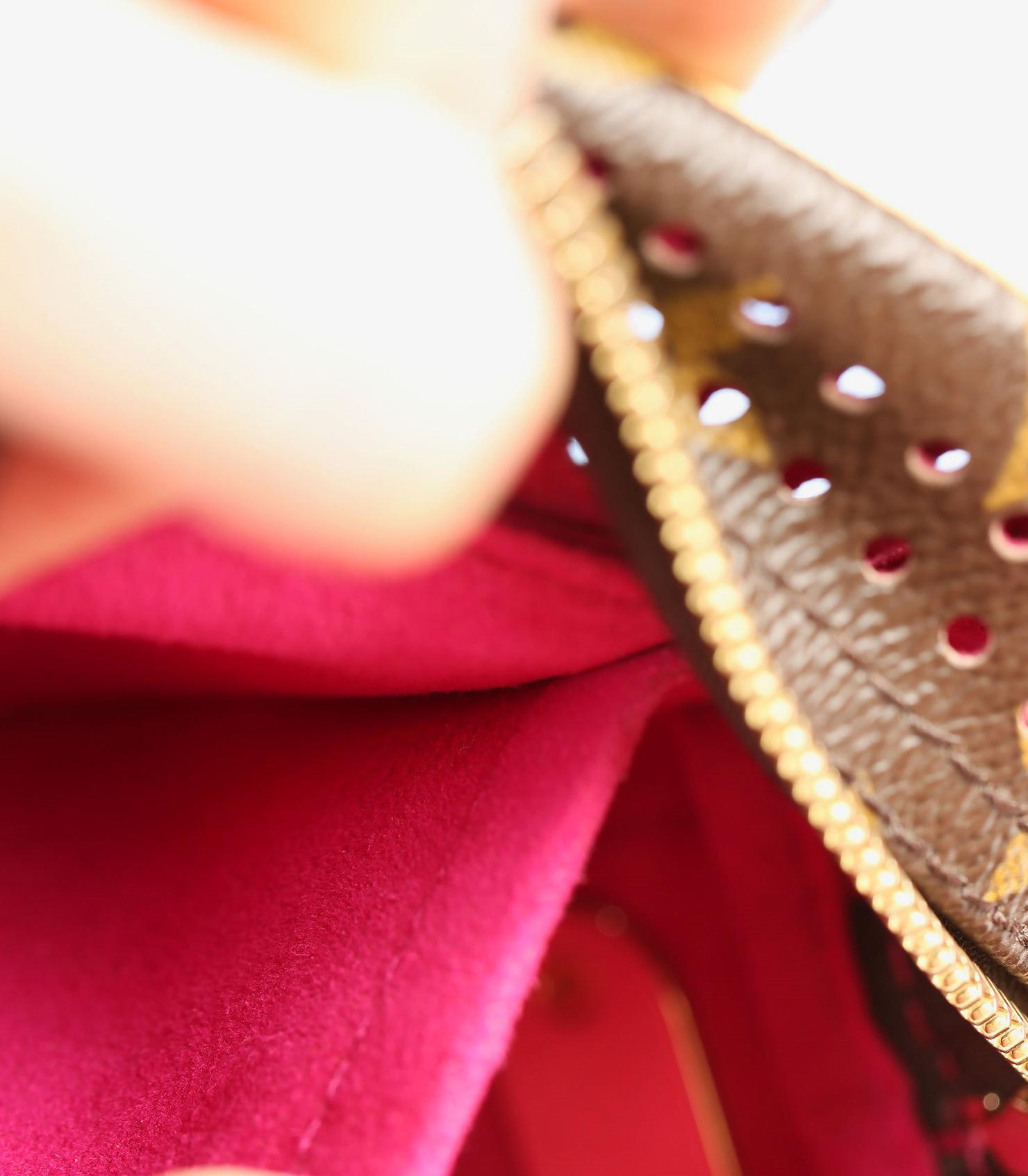 Louis Vuitton Marrone Monogram traforato in tela rivestita, Fuschia Mini Trocadero in vendita 5
