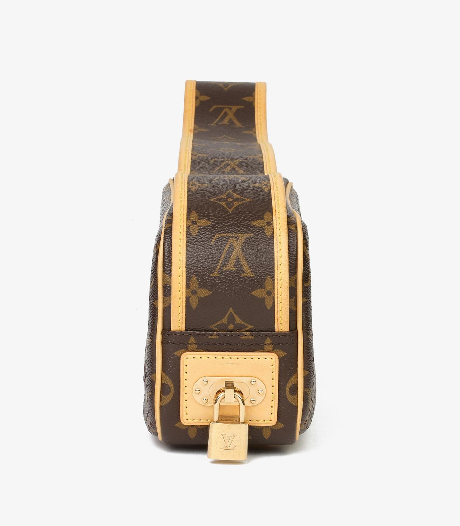 Nero Louis Vuitton Marrone Monogram traforato in tela rivestita, Fuschia Mini Trocadero in vendita