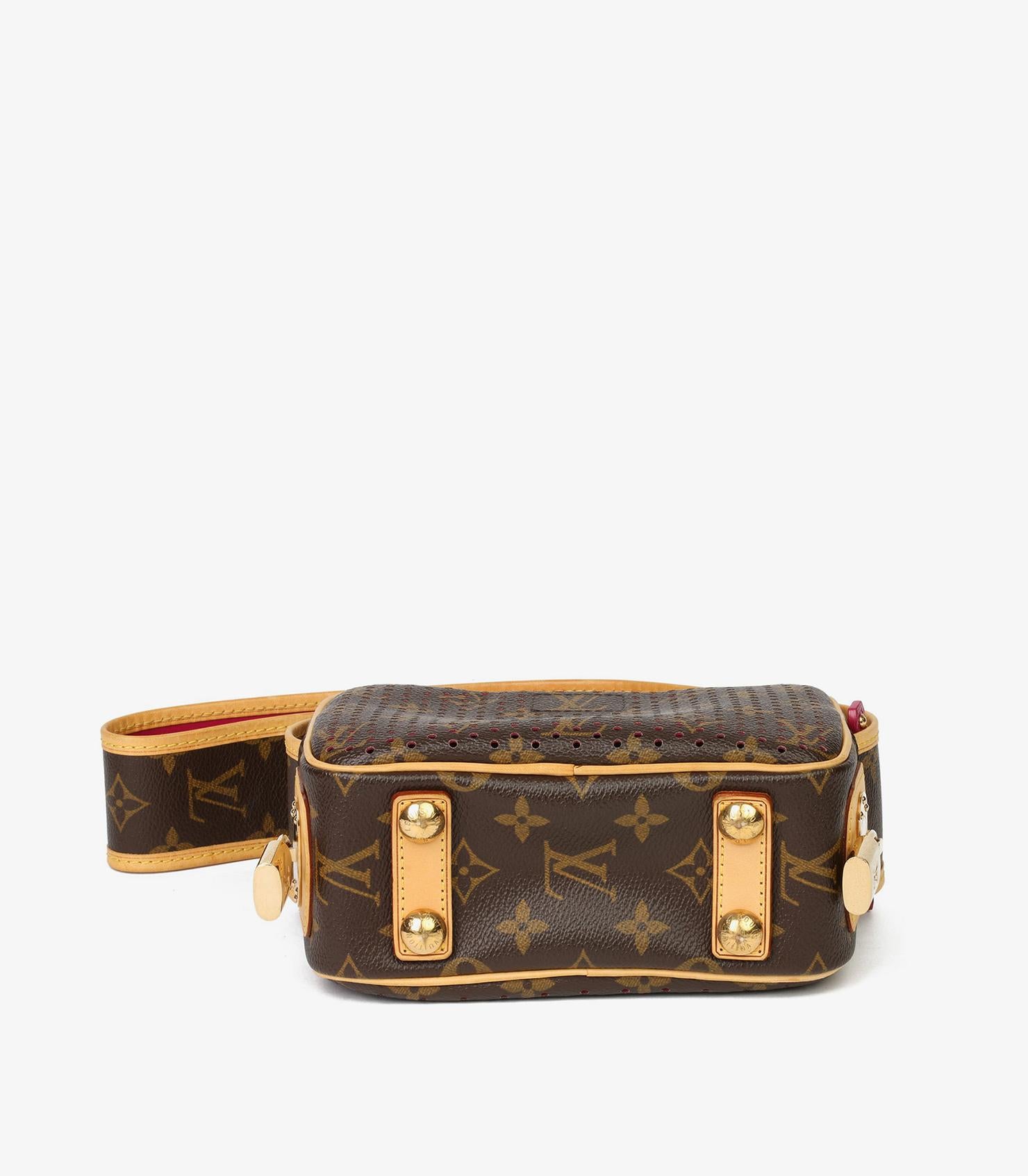 Louis Vuitton Marrone Monogram traforato in tela rivestita, Fuschia Mini Trocadero in vendita 1