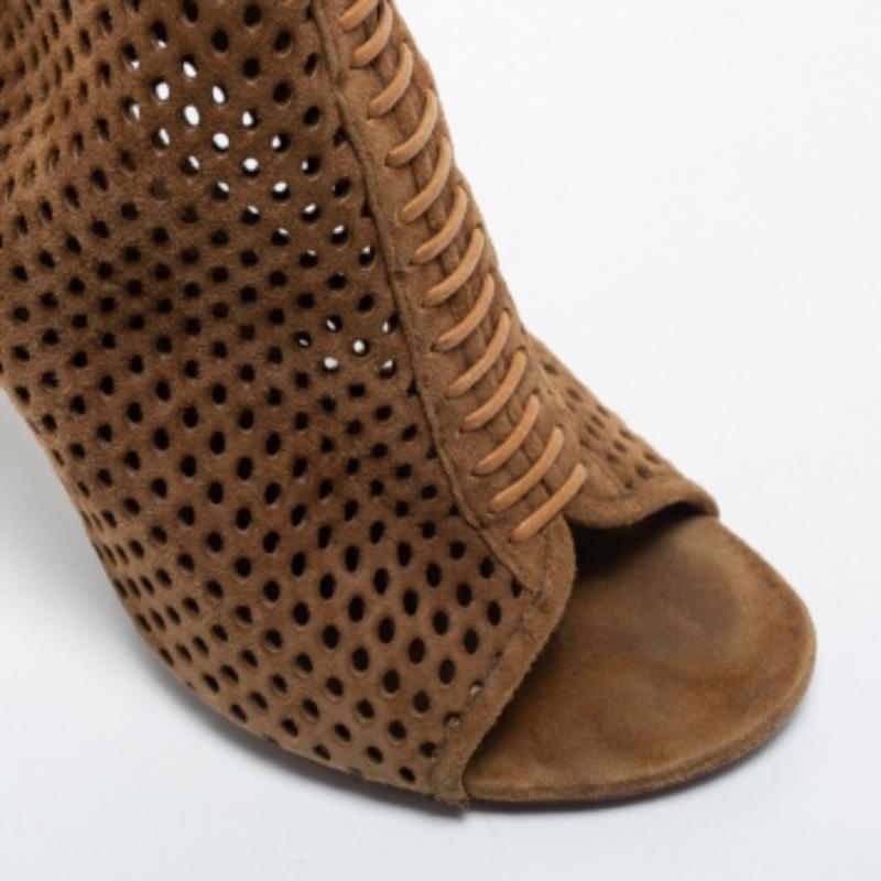 Louis Vuitton - Bottines en daim perforé Brown - Taille 39 Pour femmes en vente
