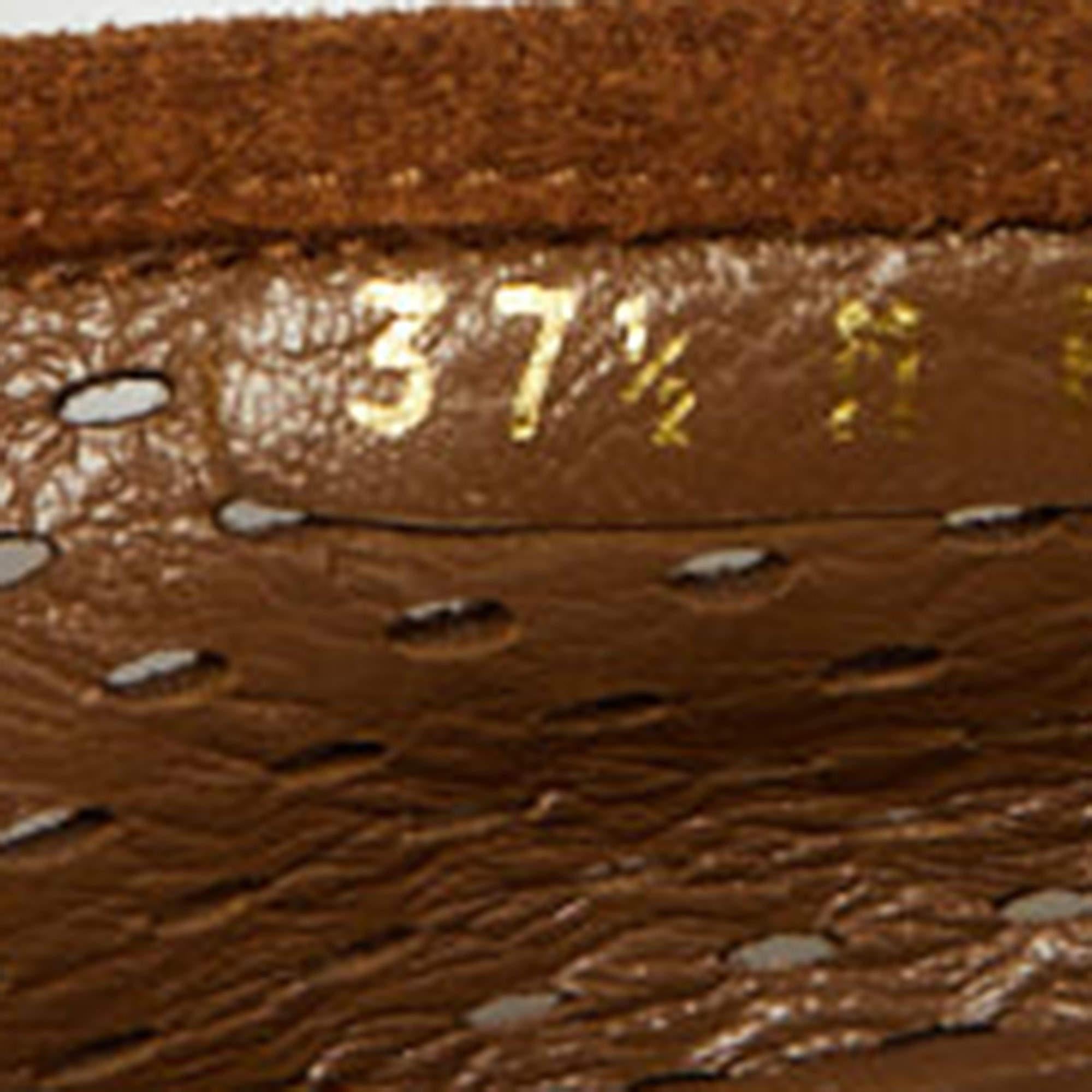 Louis Vuitton Brown Perforated Suede Oxford Loafers Size 37.5 For Sale 3
