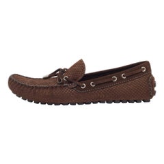 Louis Vuitton Brown Petit Damier Suede Navajo Loafers Size 42