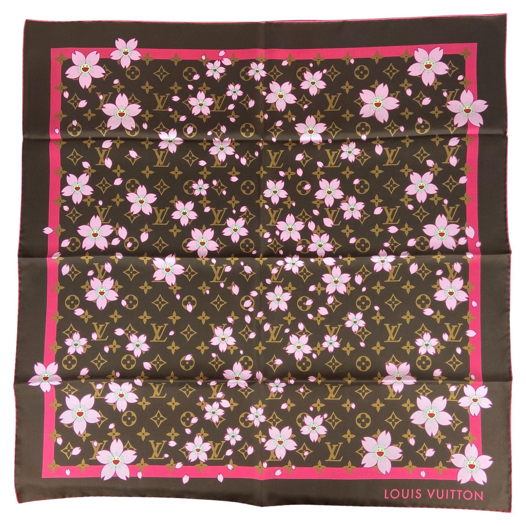Louis Vuitton Sciarpa marrone/rosa LV x TM Monogram Cherry Blossom Square 70