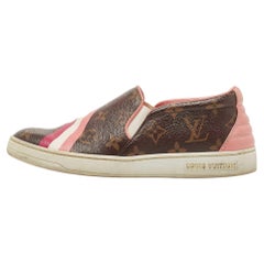 Louis Vuitton Brown/Pink Monogram Canvas And Leather Frontrow Slip On Size 36