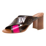Louis Vuitton Brown/Pink Canvas Panorama Cross Strap Flat Slides Size 39 Louis  Vuitton