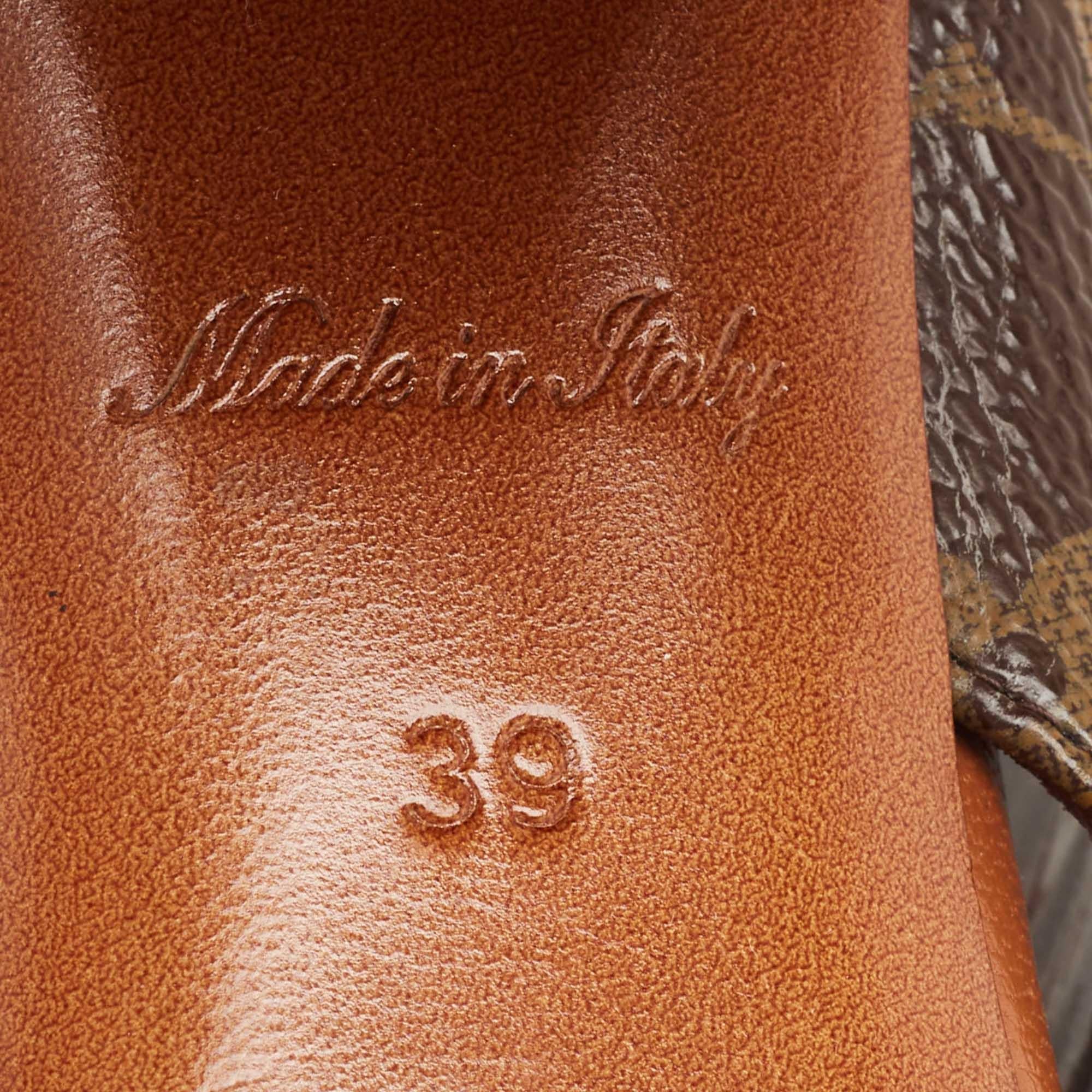 Louis Vuitton Brown/Pink Monogram Canvas Slide Sandals Size 39 4