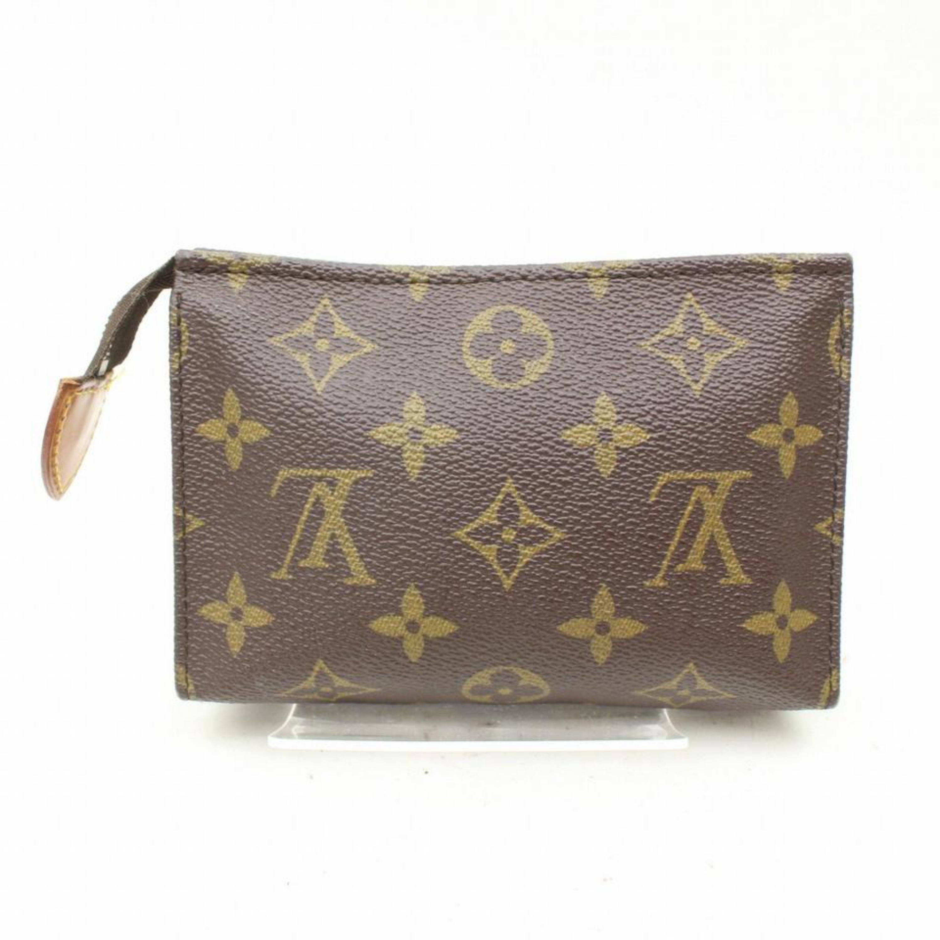 Women's Louis Vuitton Brown Poche Monogram Toiletry Pouch 15 Toilette 868441 Cosmetic Ba For Sale