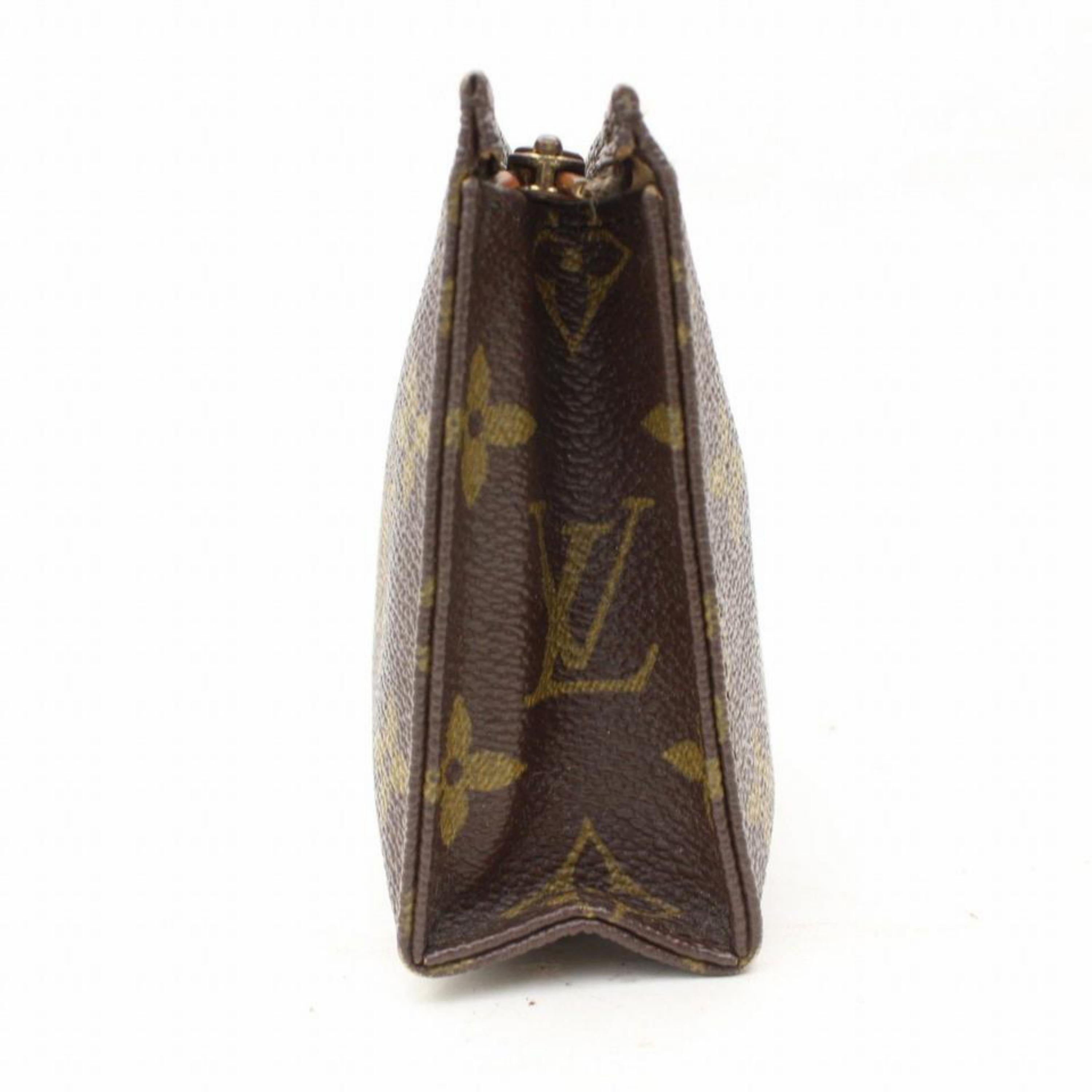 Louis Vuitton Brown Poche Monogram Toiletry Pouch 15 Toilette 868441 Cosmetic Ba For Sale 2