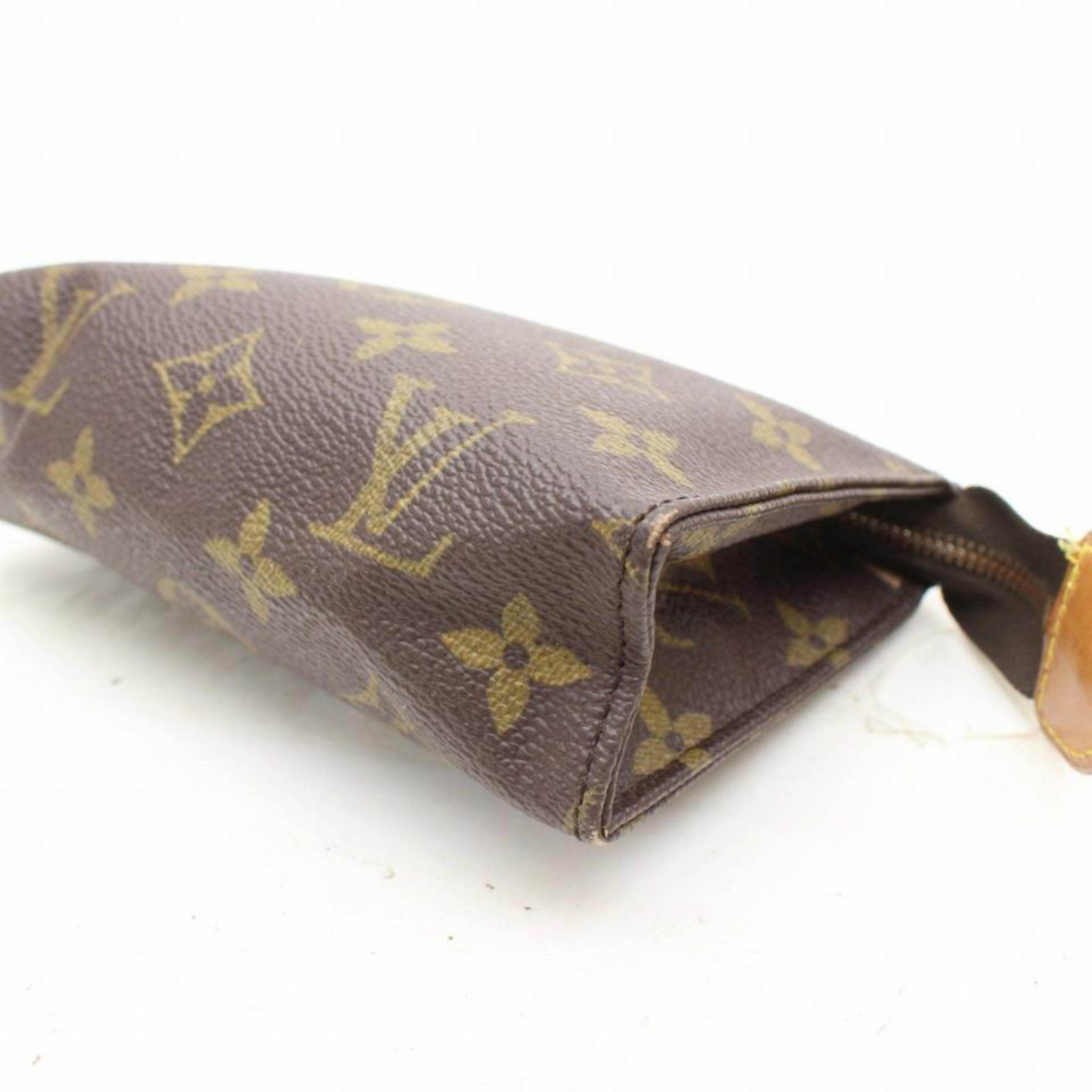 Louis Vuitton Brown Poche Monogram Toiletry Pouch 15 Toilette 868441 Cosmetic Ba For Sale 3