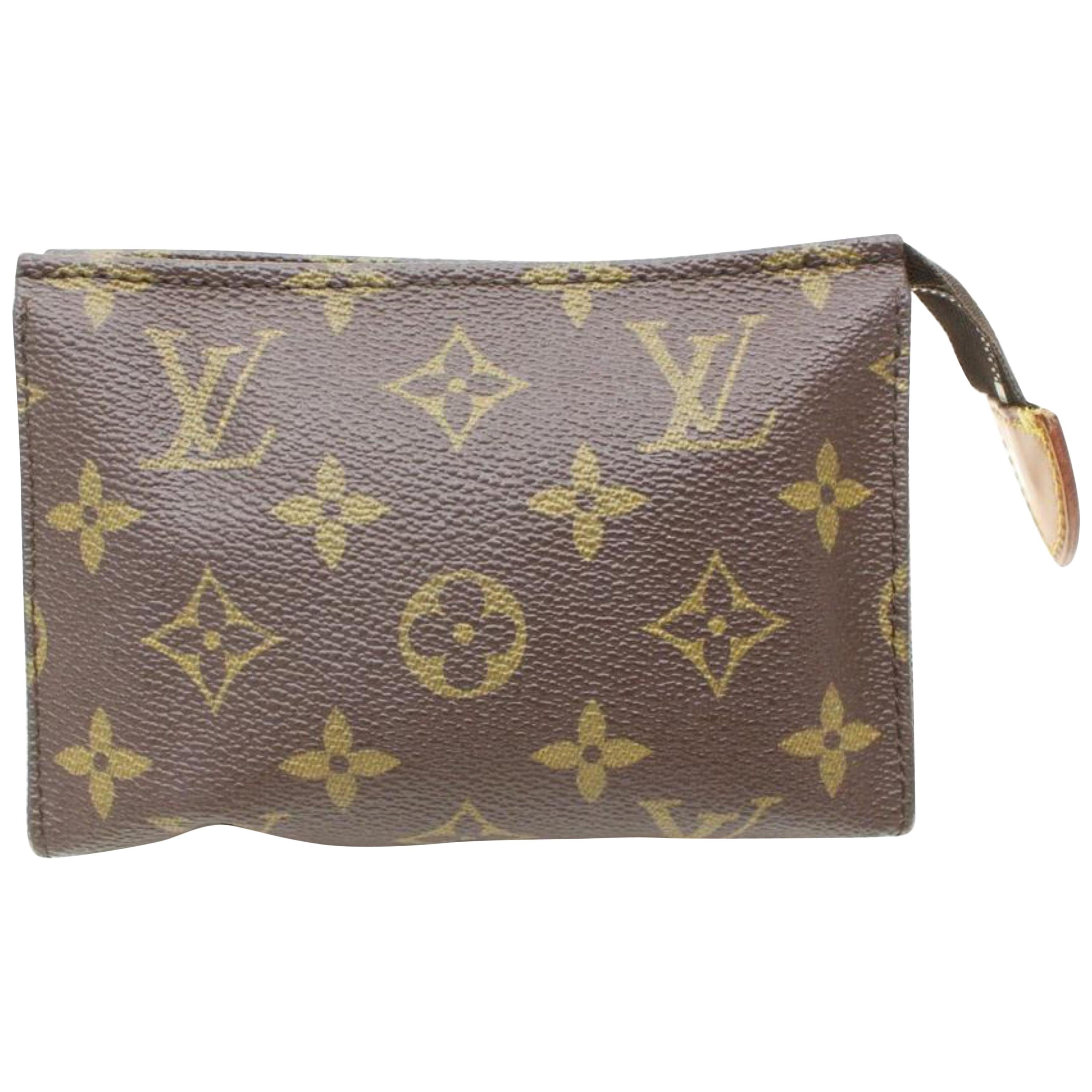 Louis Vuitton Brown Poche Monogram Toiletry Pouch 15 Toilette 868441 Cosmetic Ba For Sale