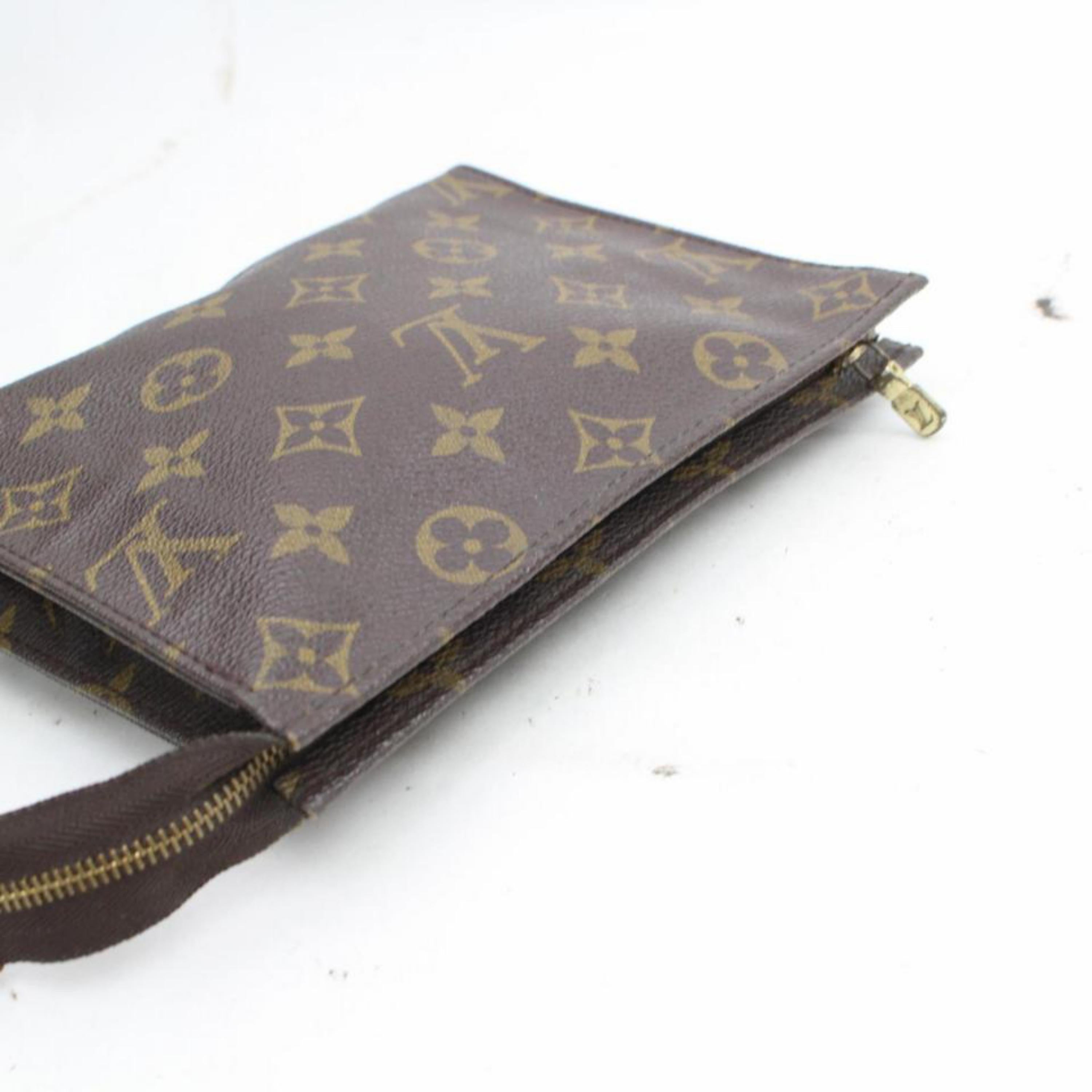 Louis Vuitton Brown Poche Monogram Toiletry Pouch 19 Toilette 868176 Cosmetic Ba For Sale 5