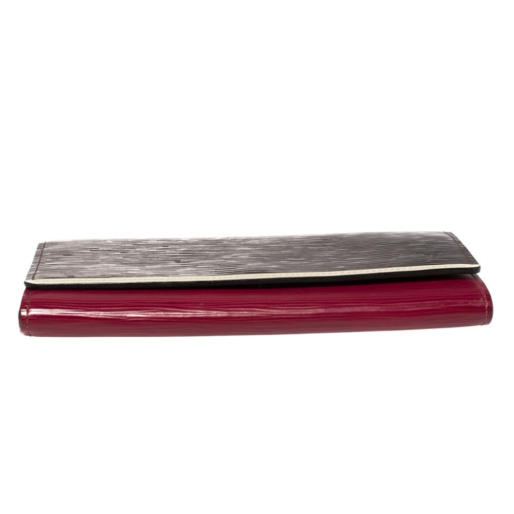 Louis Vuitton Brown/Red Epi Leather Flore Wallet In Good Condition In Dubai, Al Qouz 2