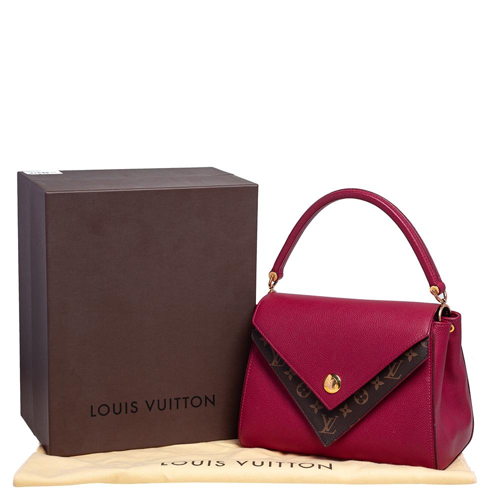 Louis Vuitton Brown/Red Leather and Monogram Canvas Double V Bag 4