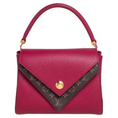 Louis Vuitton Brown/Red Leather and Monogram Canvas Double V Bag