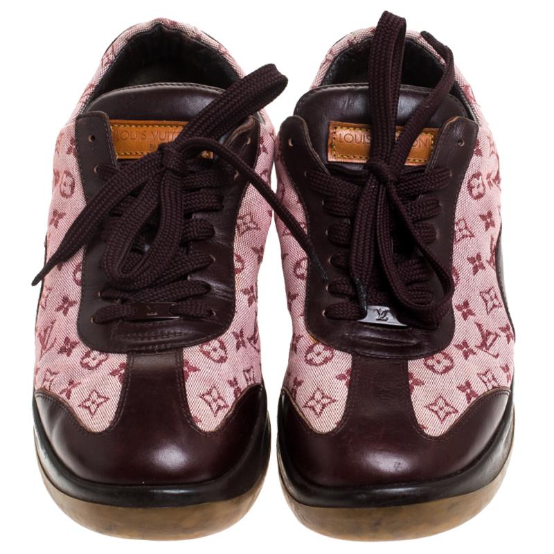 Black Louis Vuitton Brown/Sepia Monogram Mini Lin and Leather Sneakers Size 39.5