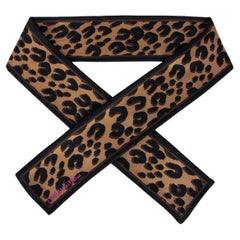 Louis Vuitton Brown Silk Leopard Print Bandeau Scarf