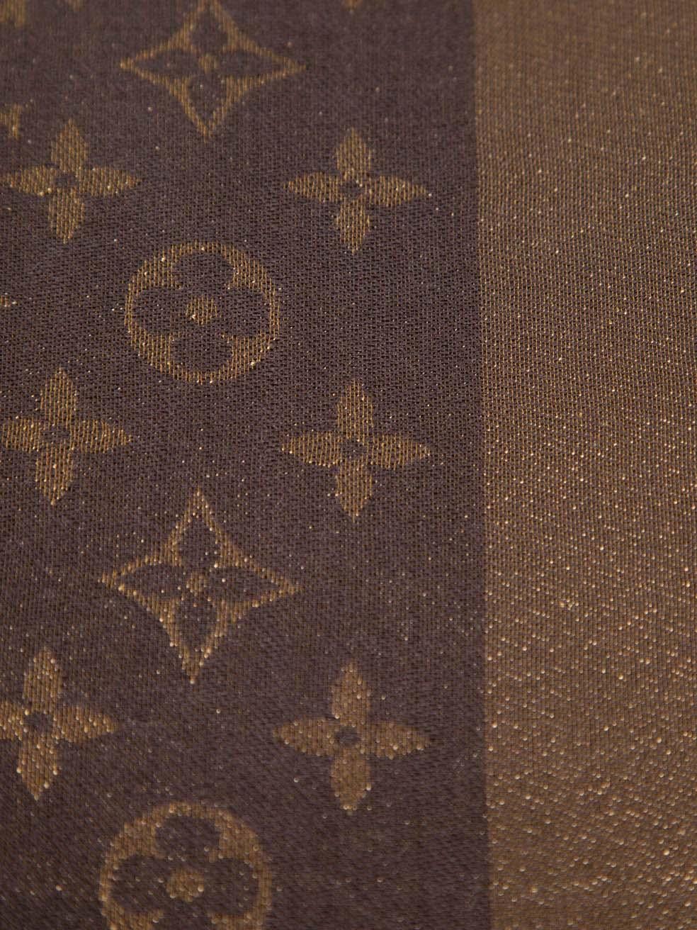 Women's Louis Vuitton Brown Silk Monogram Classic Shawl