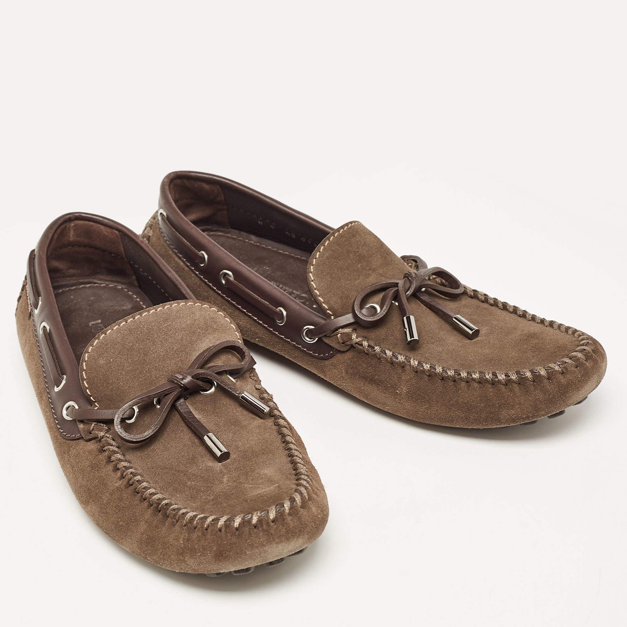 Louis Vuitton Brown Suede and Leather Arizona Loafers Size 43 For Sale 1