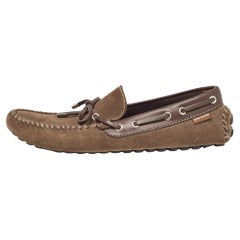 Used Louis Vuitton Brown Suede and Leather Arizona Loafers Size 43