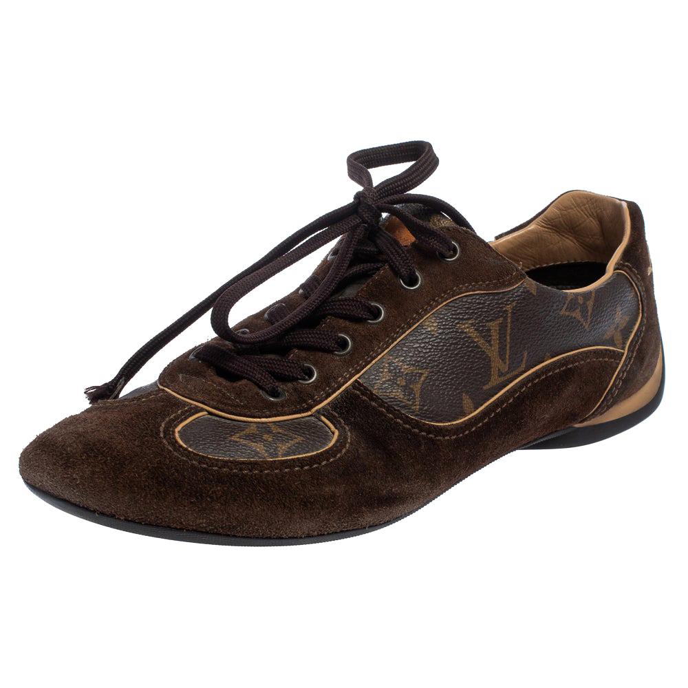 Louis Vuitton Brown Suede And Monogram Canvas Energie Sneakers Size 38.5