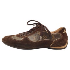 Louis Vuitton Brown Suede and Monogram Canvas Energie Sneakers Size 41.5