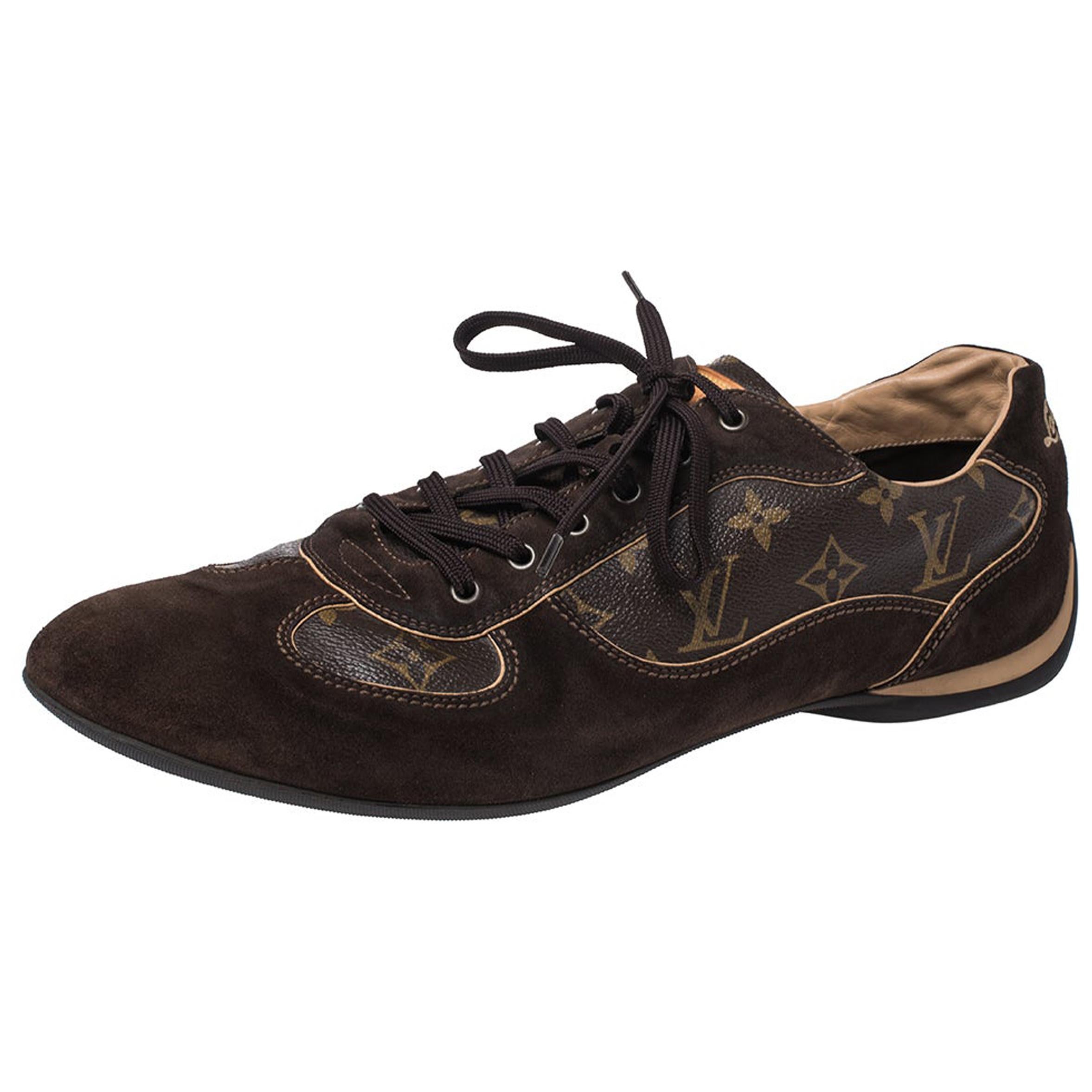 Louis Vuitton Brown Suede And Monogram Canvas Energie Sneakers Size 46